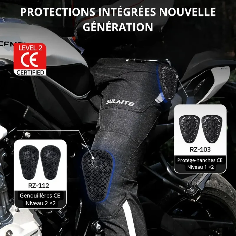 Pantalon Moto Textile imperméable — Protections CE Niveau 2 | SLT06