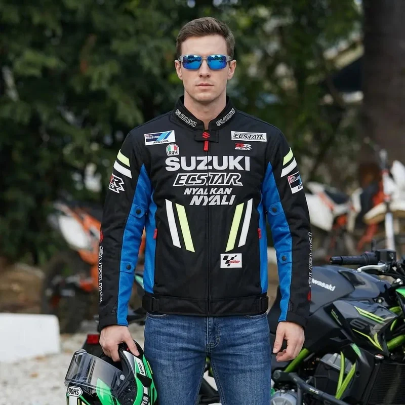 Blouson moto été | Suzuki Bleu et noir