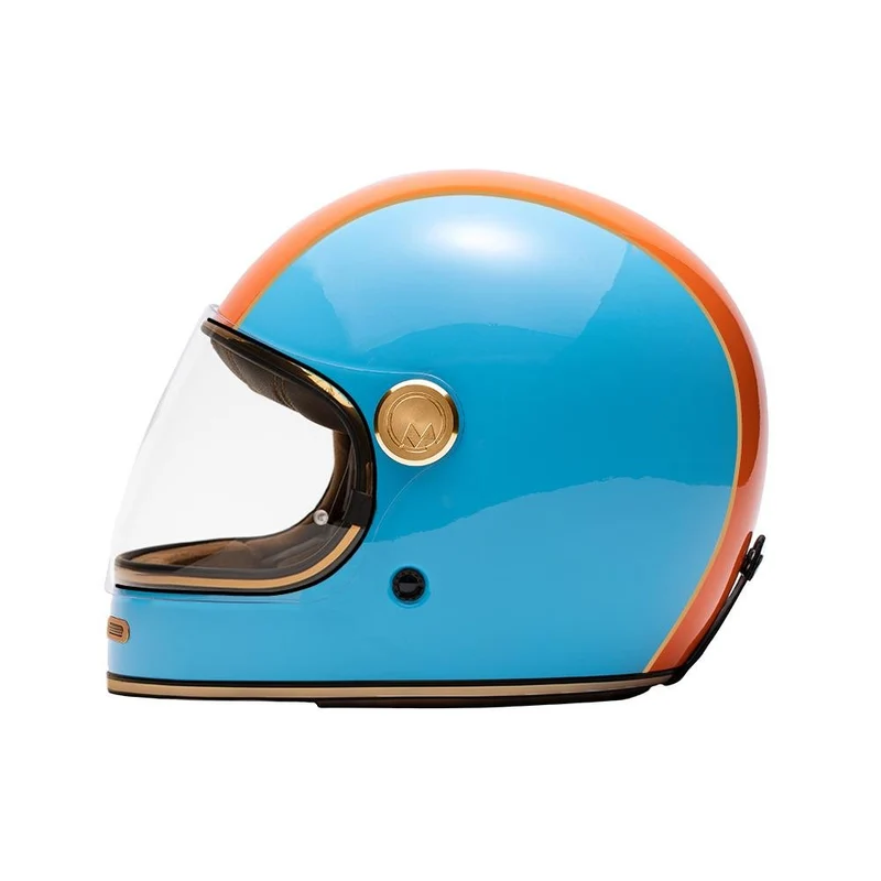 Casque moto Intégral Vintage | Marko™ FULLMOON 2 Bleu Orange