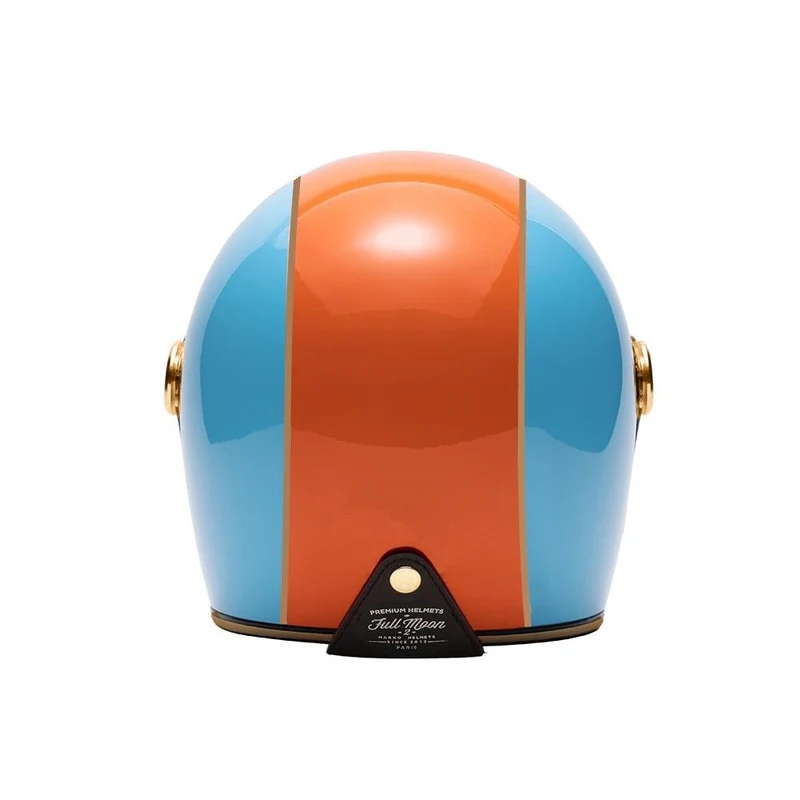 Casque moto Intégral Vintage | Marko™ FULLMOON 2 Bleu Orange