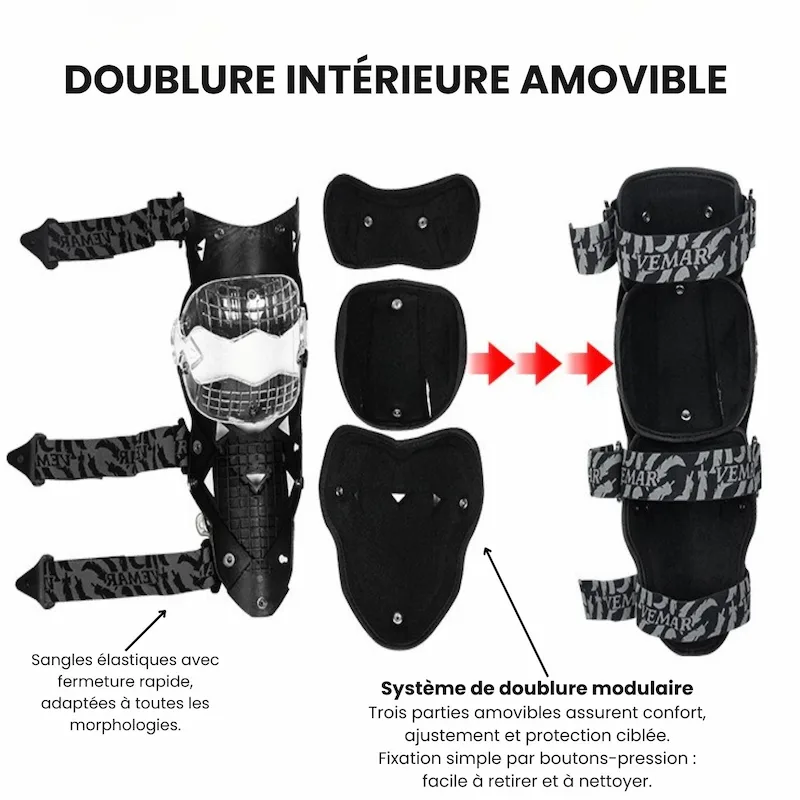 Genouillere moto articulé avec protege tibia
