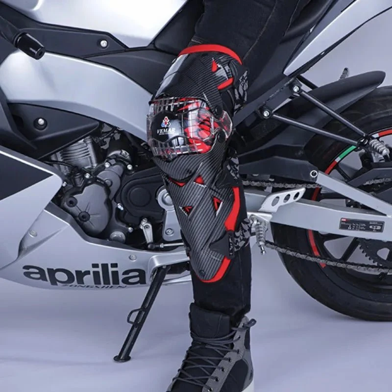 Genouillere moto articulé avec protege tibia