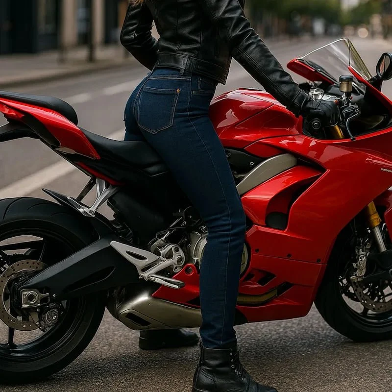 Jean Moto Femme homologué Lina™- Roulez libre, restez féminine.