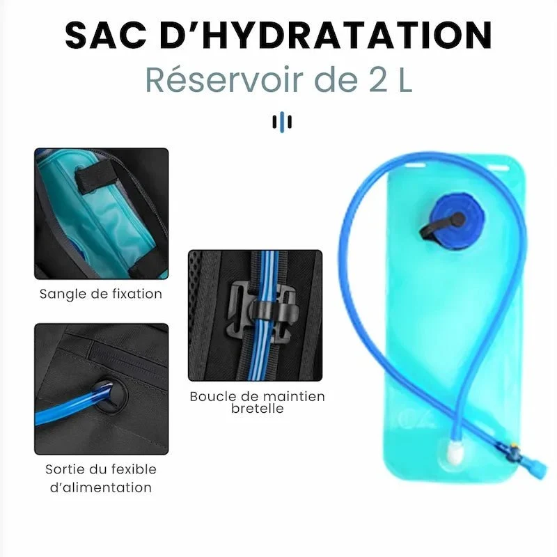 Sac à Dos Étanche + Poche Hydratation 2 L | HydraRide ™ 25 L