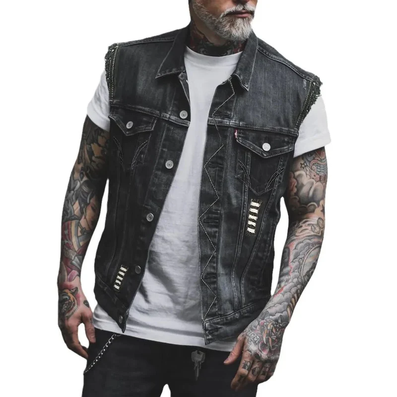 Veste en jean sans manche homme biker - Hells Riders