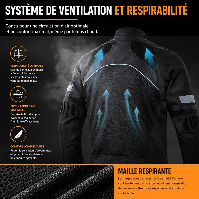 Blouson Moto Été Homme Textile Ventilé | EATRIDE™