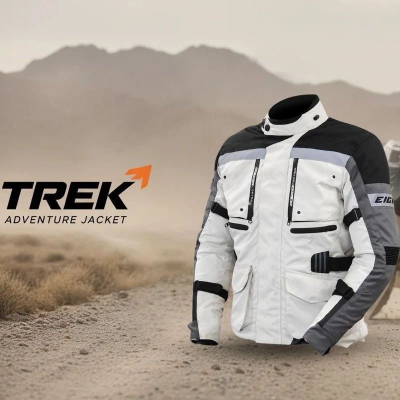 Blouson moto trail adventure TREK Toutes Saisons | Blanc