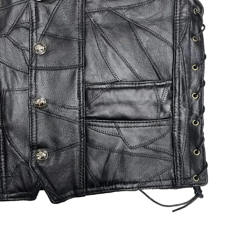 Gilet Cuir Biker Iron Cross Skull