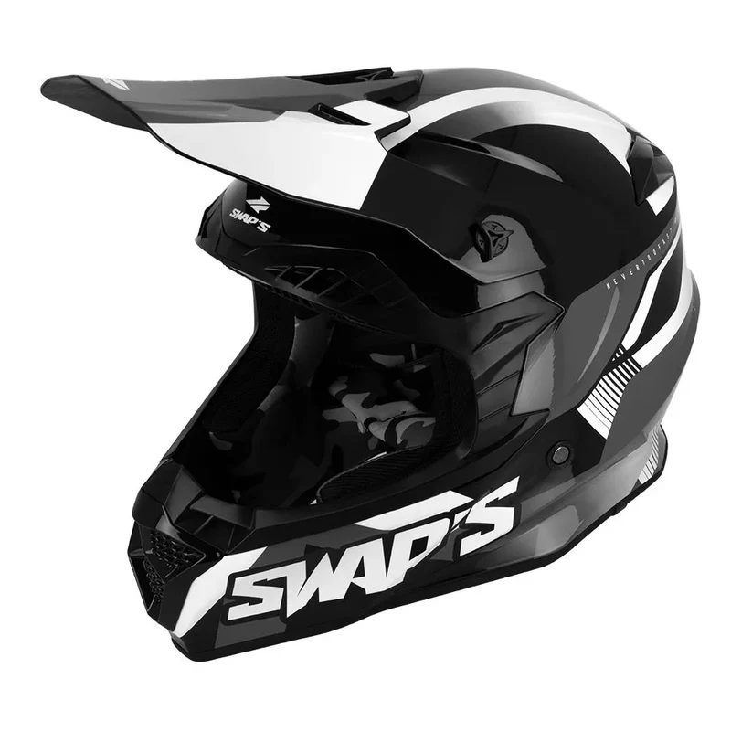Casque moto cross Noir et Blanc - FASTER