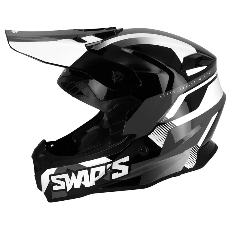 Casque moto cross Noir et Blanc - FASTER