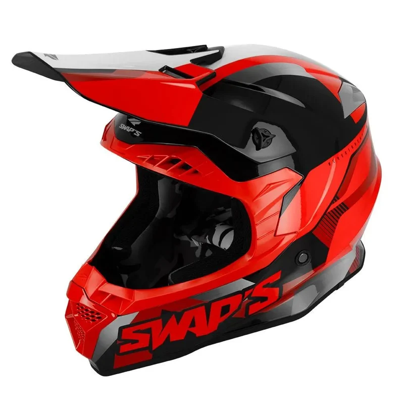 Casque moto cross homologuée - Rouge SWAPS S849