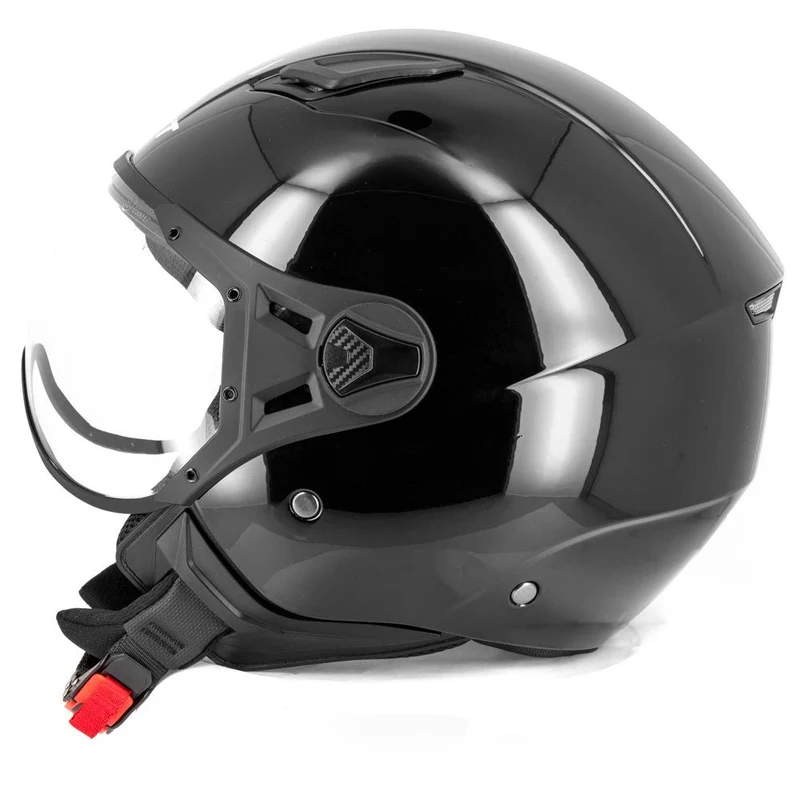 Casque jet moto aviateur - Eight Noir Brillanc