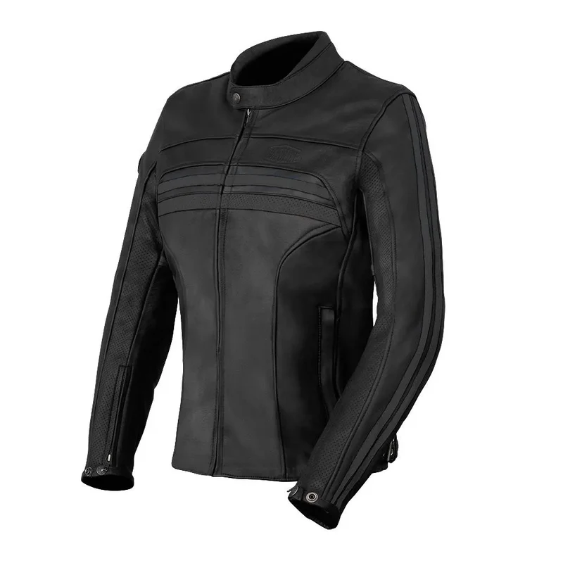 Blouson cuir moto femme Noir - Gasoline Enfield | DESTOCKAGE
