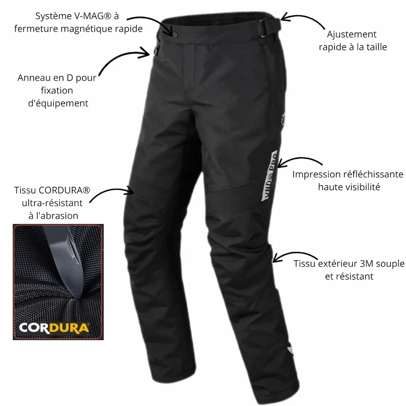 Sur Pantalon moto anti-pluie et froid Homme - Cordura™ & 3M Xerogel™