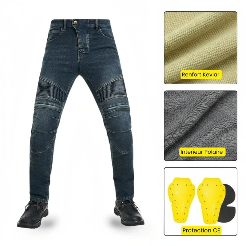Jean Moto Hiver Homme Doublé Polaire | ThermalGear™