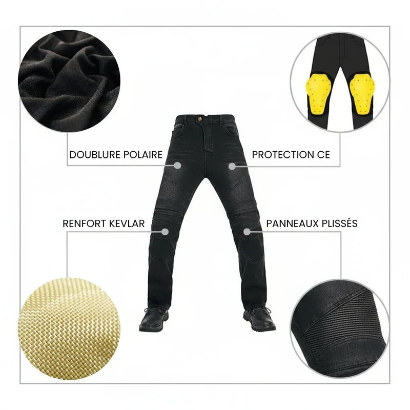 Jean Moto Hiver Homme Doublé Polaire | ThermalGear™