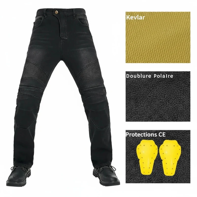 Jean Moto Hiver Homme avec Doublure Polaire + Kevlar | ThermalGear™
