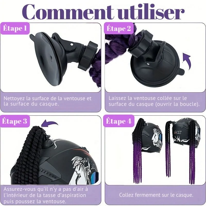 Tresse casque moto femme