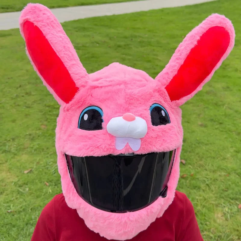 Couvre casque moto lapin rose