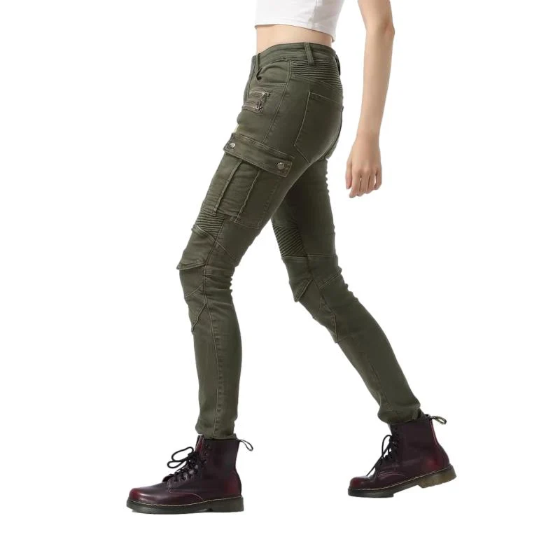 Pantalon jean moto femme - Bella Denim™ KAKI