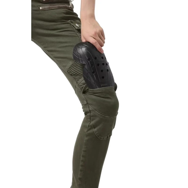Pantalon jean moto femme - Bella Denim™ KAKI