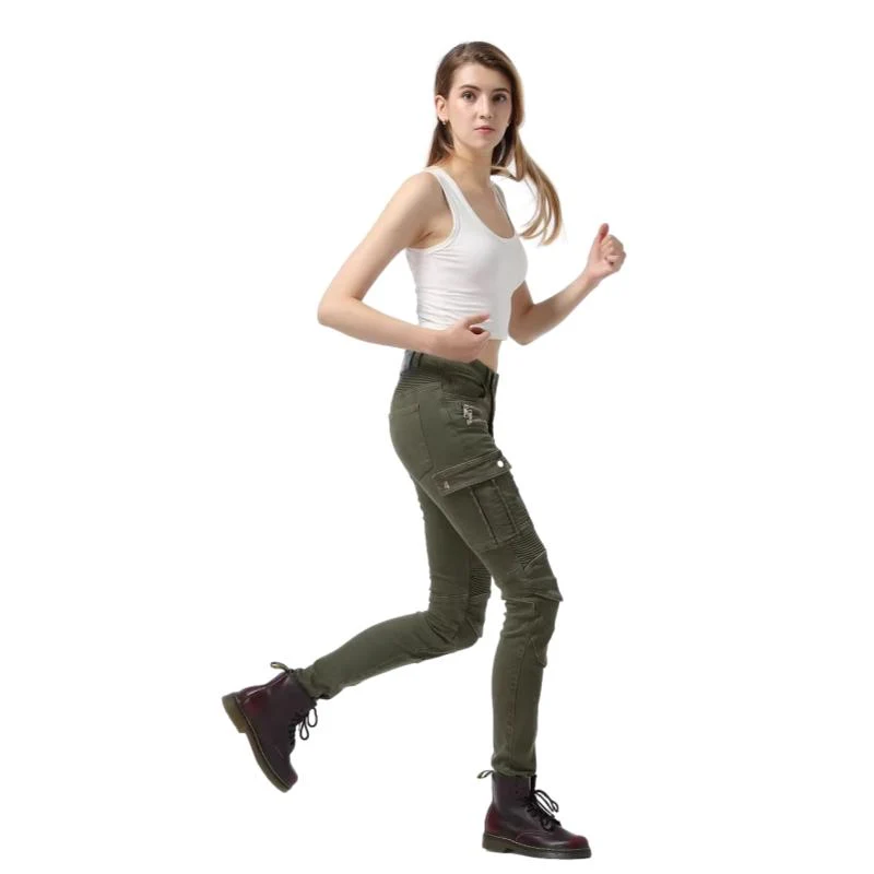 Pantalon jean moto femme - Bella Denim™ KAKI