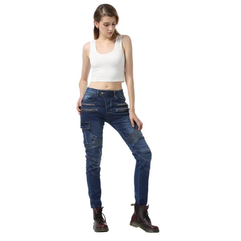 Pantalon jean moto femme - Bella Denim™ Bleu