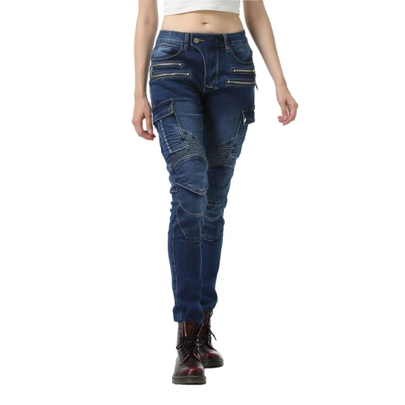 Pantalon jean moto femme - Bella Denim™ Bleu