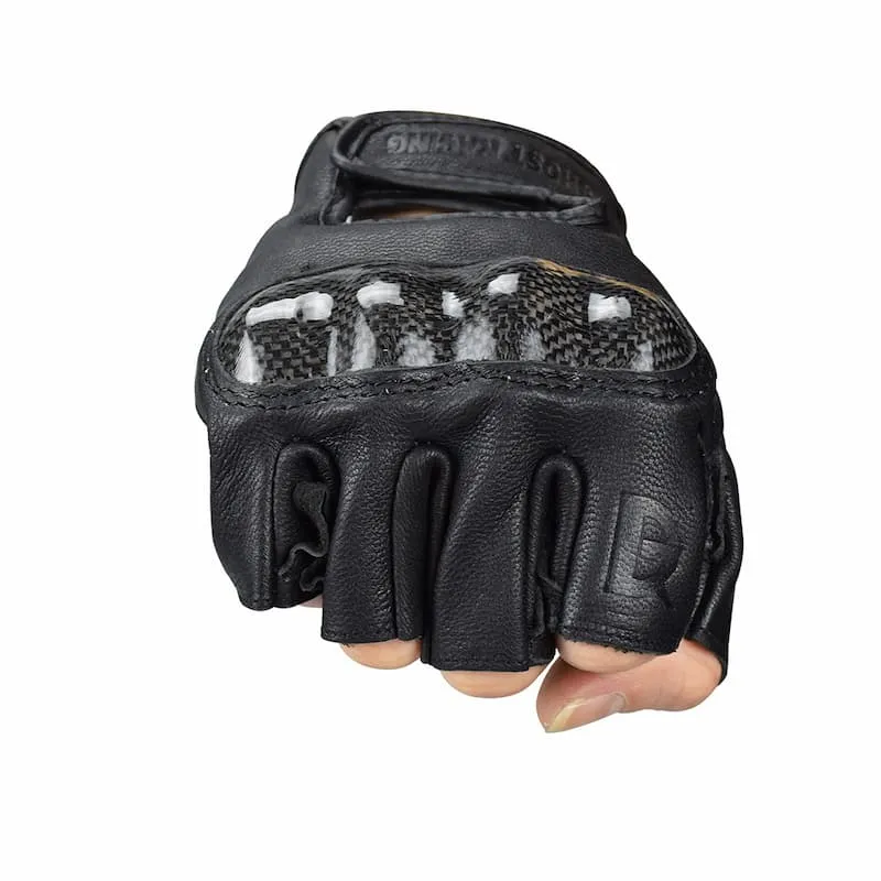 Gants Mitaine moto cuir avec Coque Carbone