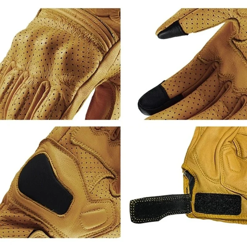 Gants moto cuir vintage