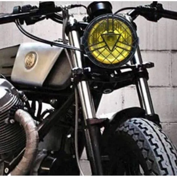 Phare moto vintage jaune