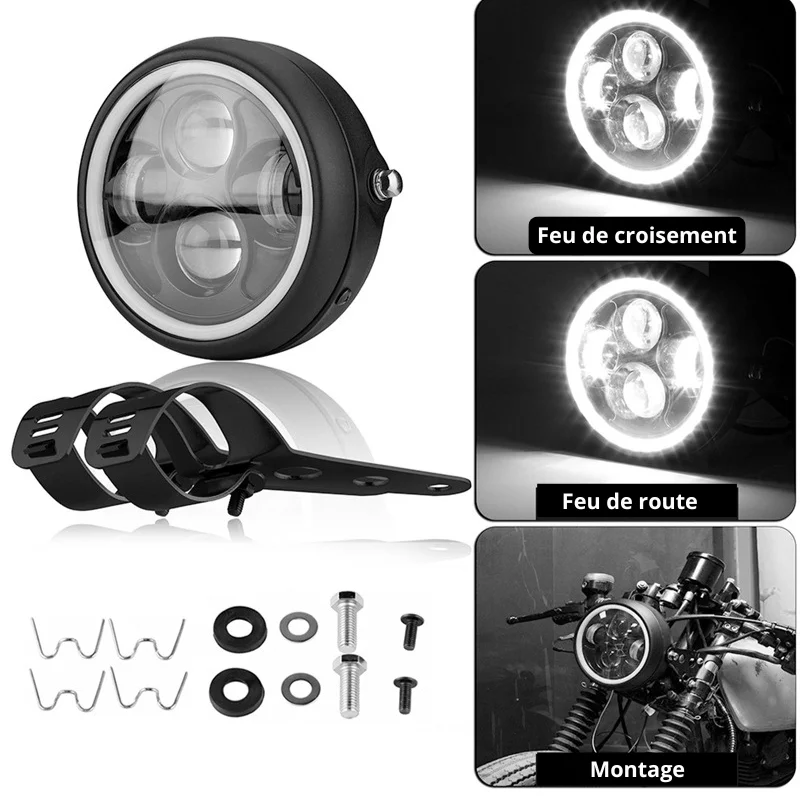 Phare moto LED rond - 5.75pouces