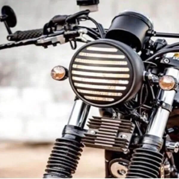 Phare rond moto avec grille