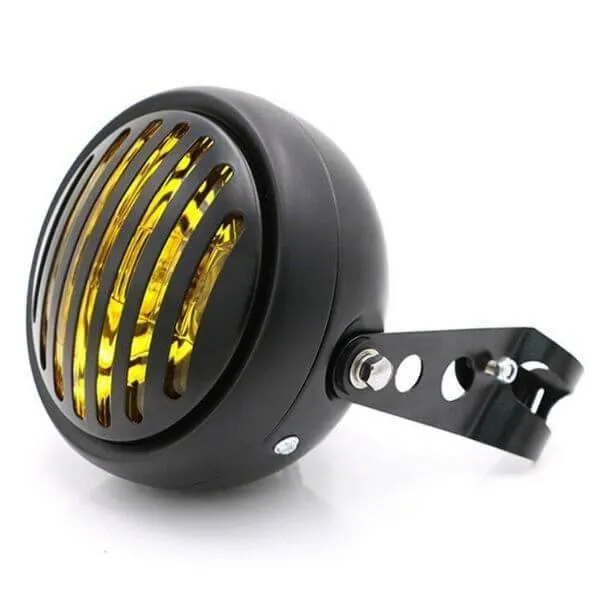Phare rond moto avec grille