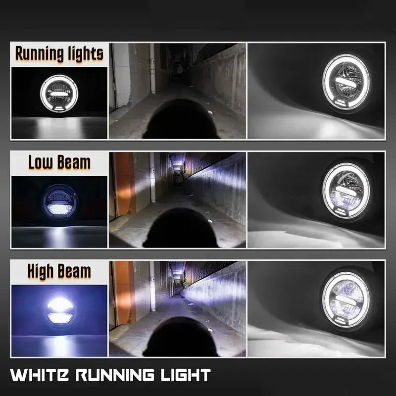 Phare rond moto LED universel 6.5 pouces