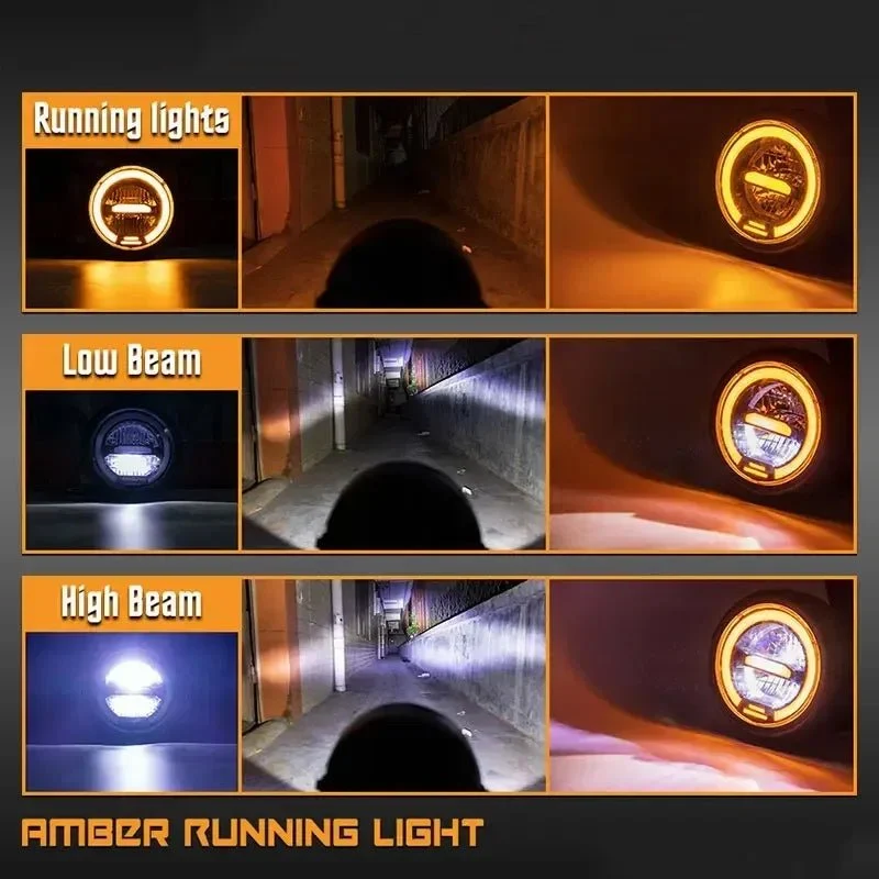 Phare rond moto LED universel 6.5 pouces