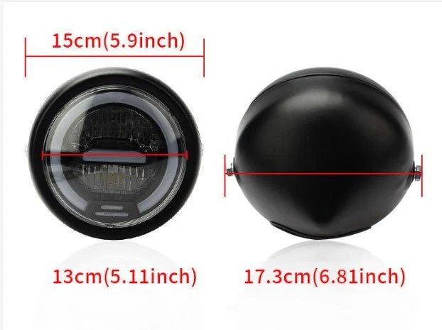 Phare rond moto LED universel 6.5 pouces