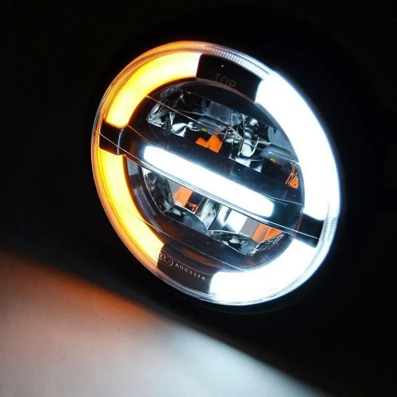 Phare moto Angel Eyes + clignotant intégré - 6.8 pouces