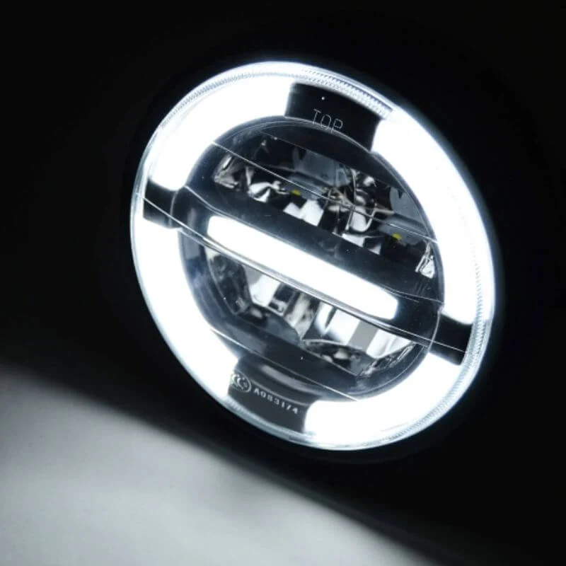 Phare moto Angel Eyes + clignotant intégré - 6.8 pouces