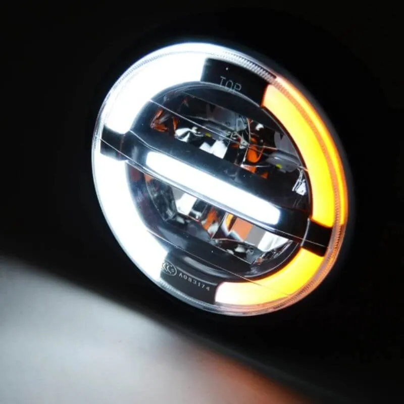 Phare moto Angel Eyes + clignotant intégré - 6.8 pouces