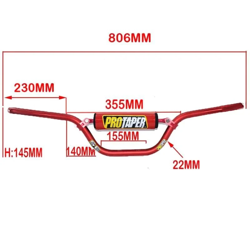 Guidon pro taper - 22mm Rouge