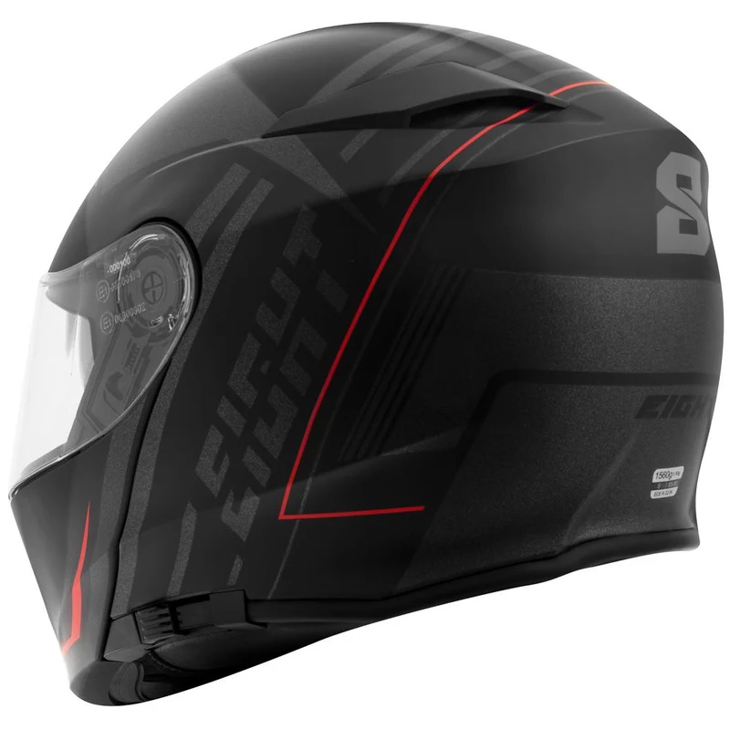 Casque moto Modulable Double écran | Noir/Rouge mat + paillete