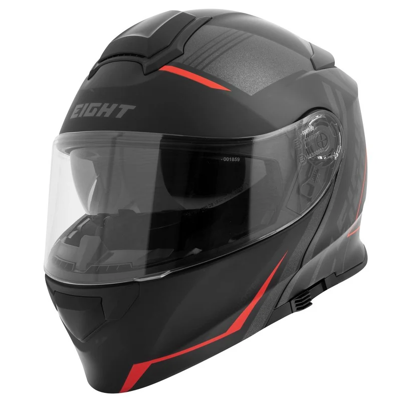 Casque moto Modulable Double écran | Noir/Rouge mat + paillete