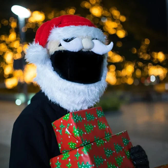 Housse de casque moto pere noel