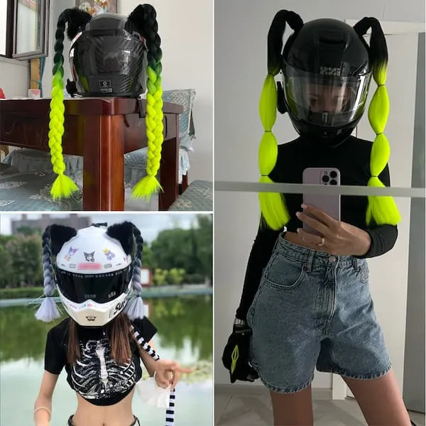 Tresse pour casque moto - Jaune/Noir