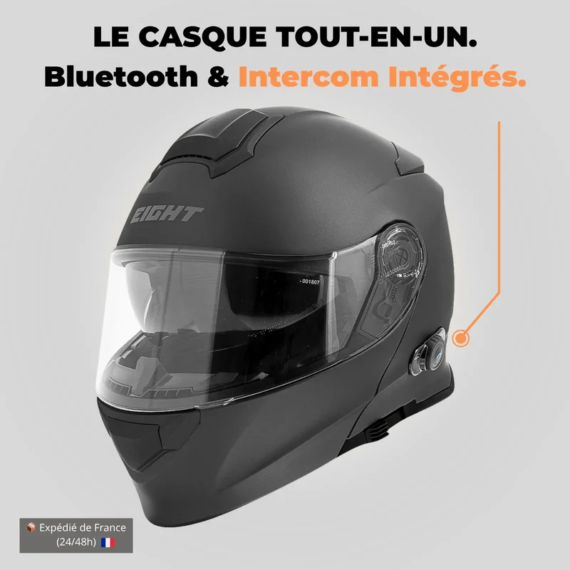 Casque modulable Bluetooth Intégré - Noir Mat