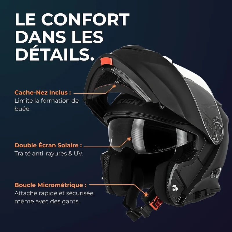 Casque modulable Bluetooth Intégré - Noir Mat