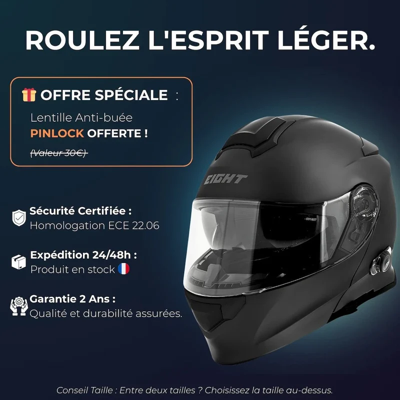 Casque modulable Bluetooth Intégré - Noir Mat