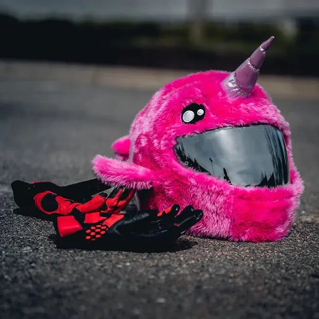 Couvre Casque Moto - Licorne rose