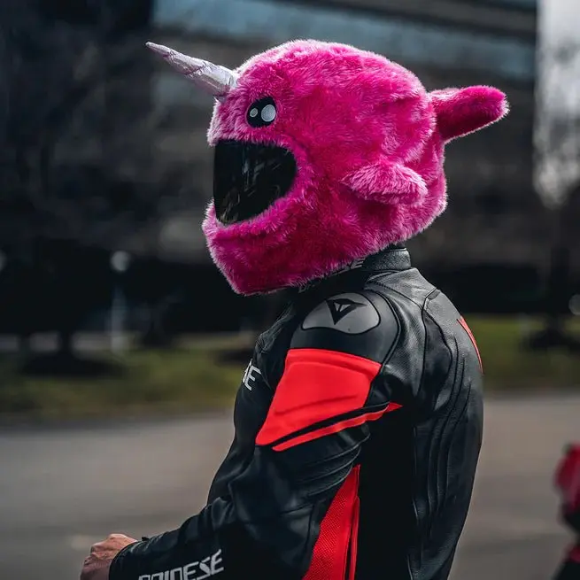 Couvre Casque Moto - Licorne rose